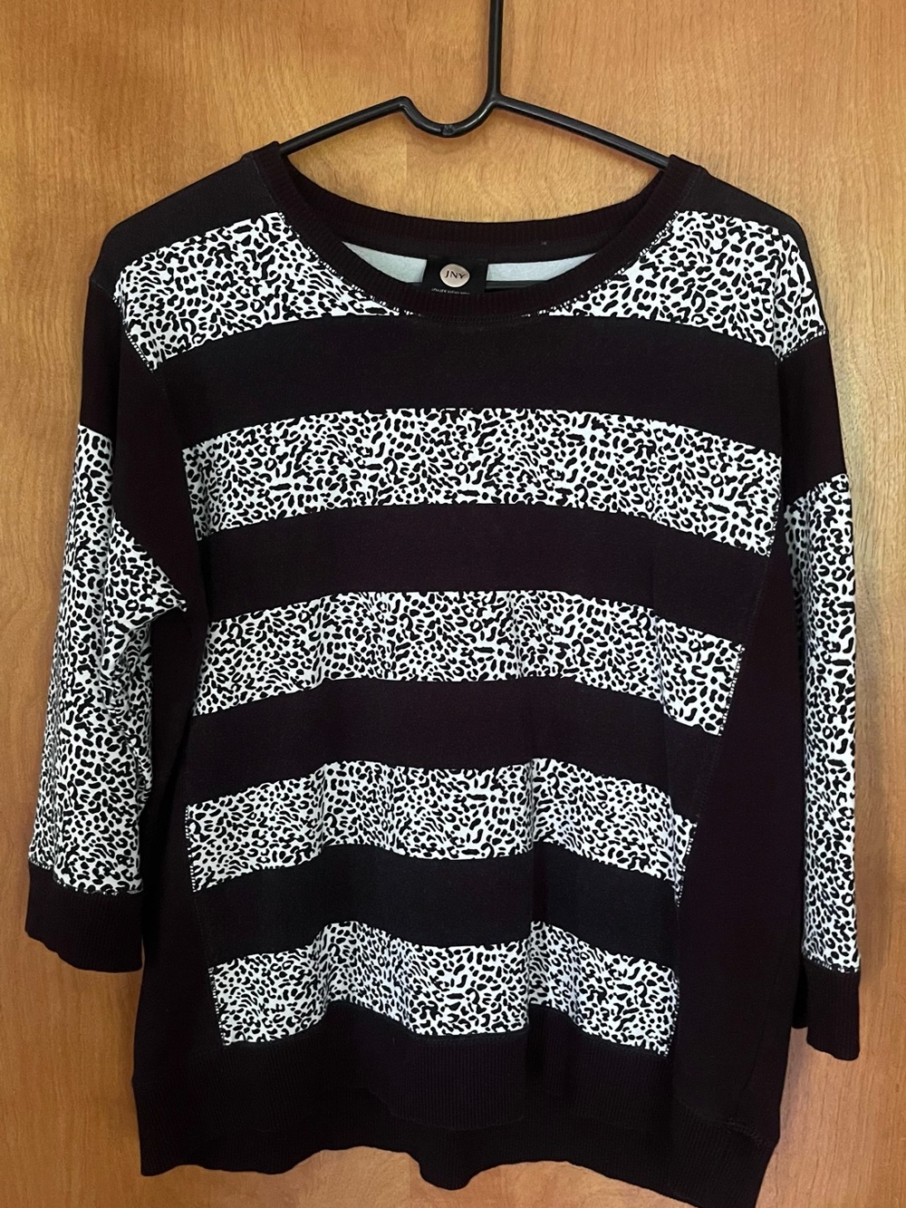 Jones New York Sport Black & White Leopard Crewneck